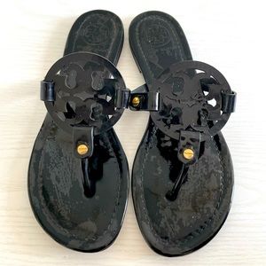 Tory Burch Miller Patent Thong Sandals (Black)